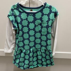 Tea Collection Blue and Green Floral Long Sleeve Tee